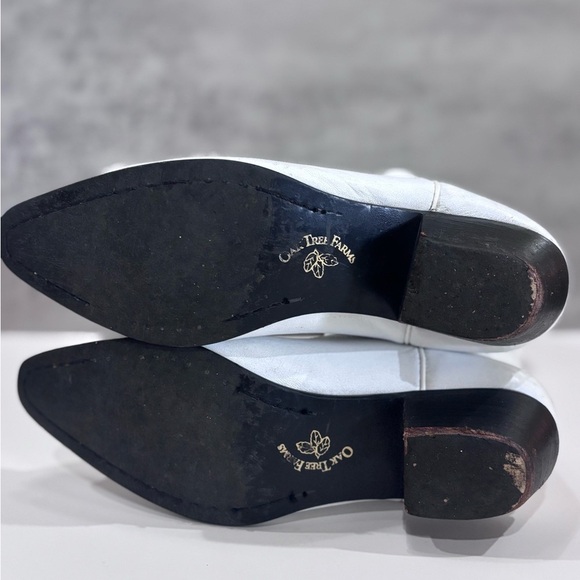 Oak Tree Farms White Leather Western Pull On Snip Toe Boots Size 6.5 - Picture 5 of 15